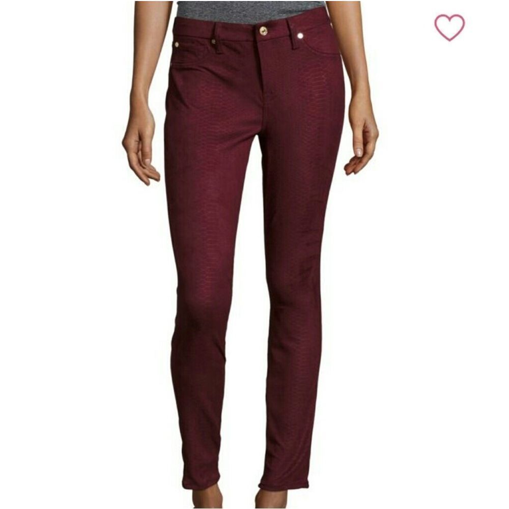 7 For All Man Kind Snakeskin Textured Velvet Skinny Pants